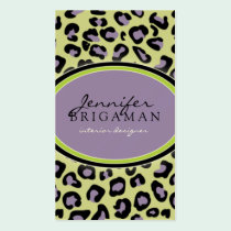 Funky Leopard Print Business Card :: purple/green business cards