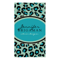 Funky Leopard Print Custom Business Card :: Aqua