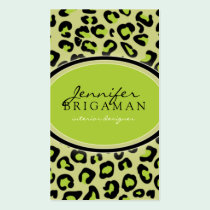 Funky Leopard Print Custom Business Card :: Lime business cards