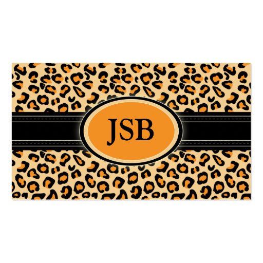 Funky Leopard Print Custom Business Card :: Orange (front side)
