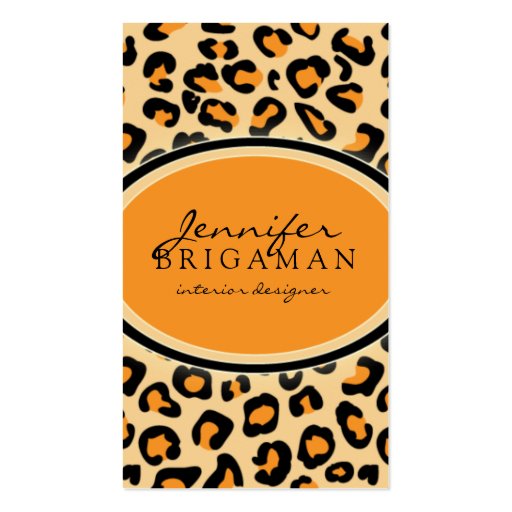 Funky Leopard Print Custom Business Card :: Orange