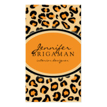 Funky Leopard Print Custom Business Card :: Orange