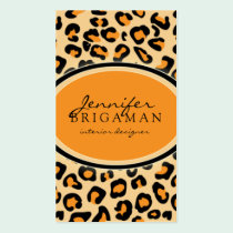 Funky Leopard Print Custom Business Card :: Orange business cards