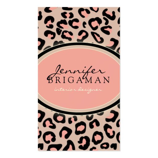 Funky Leopard Print Custom Business Card :: Pink (front side)