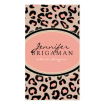 Funky Leopard Print Custom Business Card :: Pink