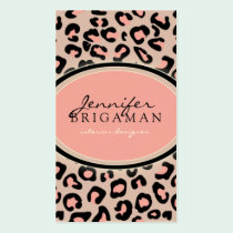 Funky Leopard Print Custom Business Card :: Pink business cards