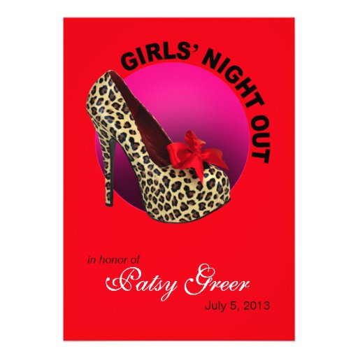 Funky Leopard Stiletto Girls Night Out Custom Invitations