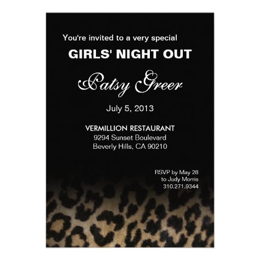 Funky Leopard Stiletto Girls Night Out Invitations