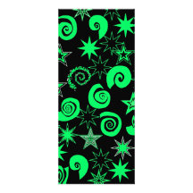Funky Lime Green Black Stars Swirls Fun Pattern Custom Announcement