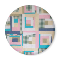 Funky Log Cabin Quilt Refrigerator Magnet