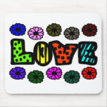 Funky Love With Patterns And Multi-Colors, Flowers Mousepads