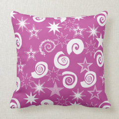 Funky Magenta Stars and Swirls Fun Pattern Gifts Throw Pillows