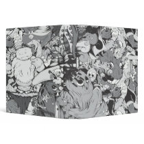 funky monster mayhem grayscale 3 ring binders