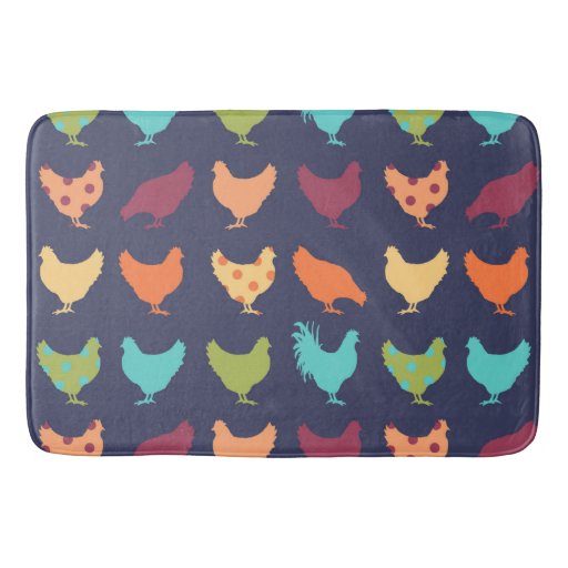 Funky Multicolored Chicken Pattern Bath Mats Zazzle
