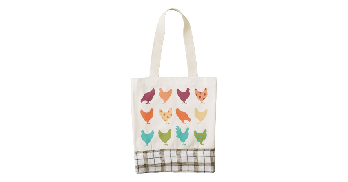 Heart Tote Bag Pattern | funky multi colored chicken pattern zazzle heart tote bag Heart Tote Bag Pattern | funky multi colored chicken pattern zazzle heart tote bag