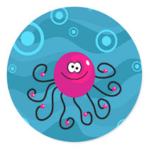 Funky Octopus Round Stickers