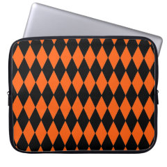 Funky Orange and Black Diamond Harlequin Pattern Computer Sleeve