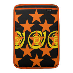 Funky Orange and Black Stars Swirls Pattern Sleeve For MacBook Air