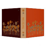 Funky orange & brown retro flowers binder