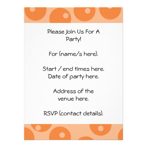Funky orange retro pattern. personalized invites