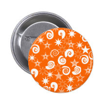 Funky Orange Stars and Swirls Fun Pattern Gifts Pins