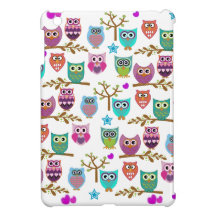 funky owls on changeable background color iPad mini cover