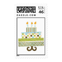 Funky Patterns Birthday Cake Boy postage