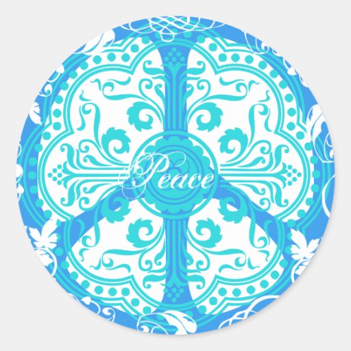 Funky Peace Sign Round Stickers