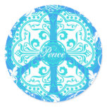 Funky Peace Sign Round Stickers