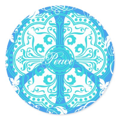Funky Peace Sign Round Stickers by ArtLifeCafe