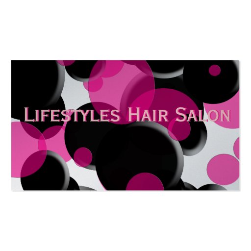 Funky Pink and Black Polka Dots Business Card (front side)