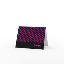 Funky Pink and Black Star pattern Thank you card
