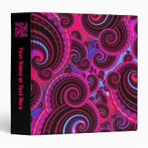 Funky Pink and Turquoise Swirl Pattern Binder