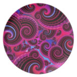 Funky Pink and Turquoise Swirl Pattern Dinner Plate