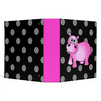 Funky Pink Hippo Photo / School Large Binder binder