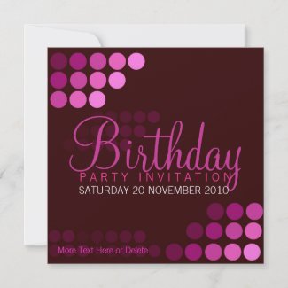 Funky Pink Party Birthday Invitation invitation