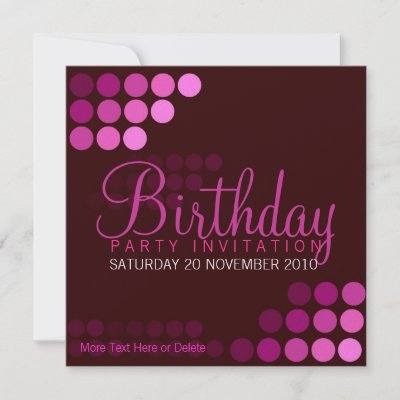 Funky Pink Party Birthday Invitation