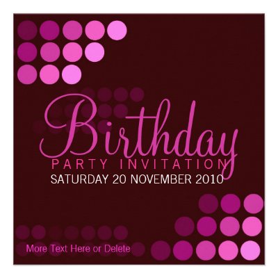 Funky Pink Party Birthday Invitation