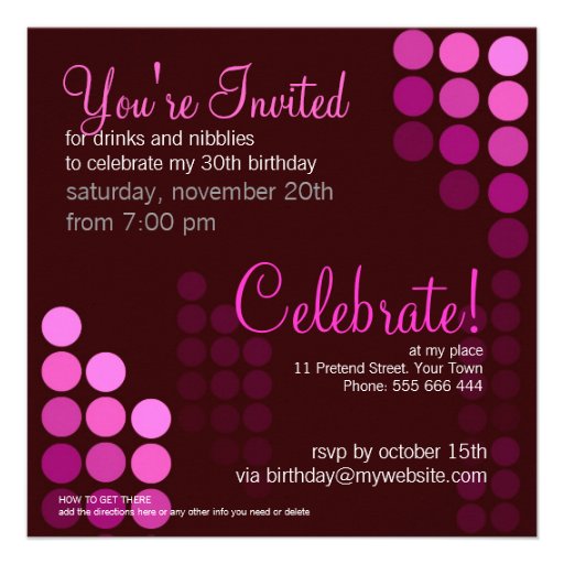 Funky Pink Party Birthday Invitation
