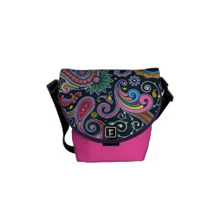 Funky Pink Vintage Retro Paisley Messenger Bag