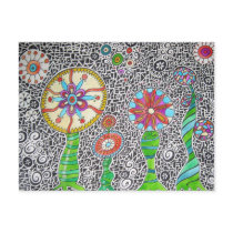 Funky Plants Watercolor Mosaic Post Card