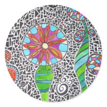 Funky Plants Watercolor Mosaic Sticker
