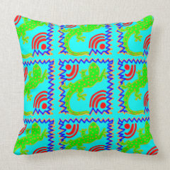 Funky Polka Dot Lizard Pattern Animal Designs Throw Pillows