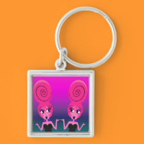 Funky Pop Art Twins Keychain