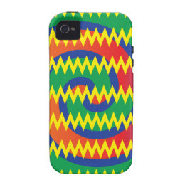 Funky Primary Colors Swirls Chevron ZigZags Design Vibe iPhone 4 Covers