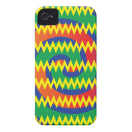 Funky Primary Colors Swirls Chevron ZigZags Design iPhone 4 Case-Mate Case