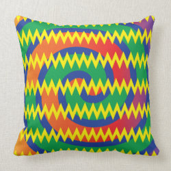 Funky Primary Colors Swirls Chevron ZigZags Design Pillows