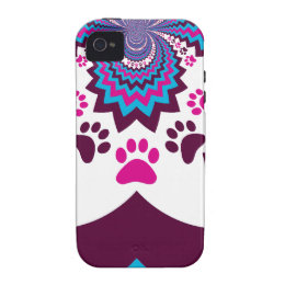 Funky Puppy Dog Paw Prints Purple Teal ZigZags Vibe iPhone 4 Covers