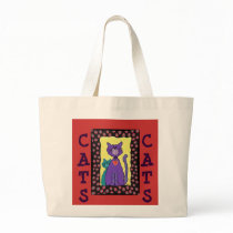 Funky Purple Cat & Kitty - tote bag by folkartblonde Funky Purple Cat & Kitty - tote bag