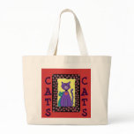 Funky Purple Cat & Kitty - tote bag
